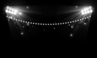 Fototapeta na wymiar Football arena field with bright stadium lights vector design Vector illumination