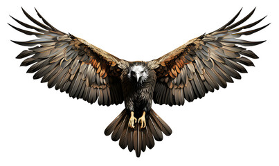 Picture eagle or hawk watercolor flying isolated on cut out PNG or transparent background. Realistic bird animal clipart template pattern.