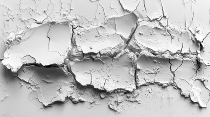  a black and white photo of a crack in a wall with paint chipping off of the top and bottom of the paint chipping off of the top of the wall.