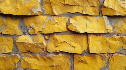  a close up of a brick wall that has been painted yellow and has been chipped off with paint chipped off the side of the wall and the wall.