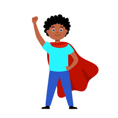 Self confidence kids concept vector illustration on white background. Boy is a superhero.
