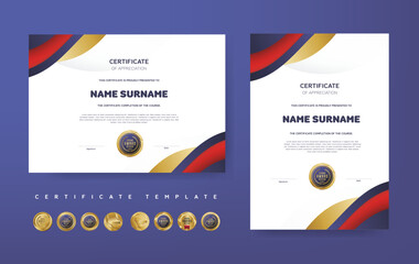 Certificate of appreciation or Award diploma template design and vector golden Luxury premium badges design