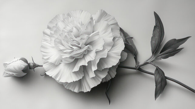  a black and white photo of a flower on a white background, with a single flower in the middle of the photo, and a single flower in the middle of the picture.