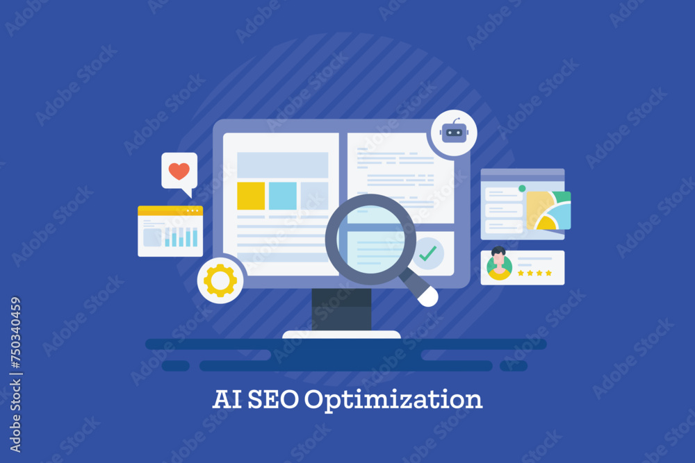 Aufkleber business using artificial intelligence technology for search engine optimization, increase website v
