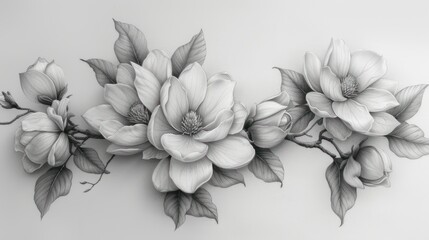  a black and white photo of a bunch of flowers on a white background with a black and white photo of a bunch of flowers on a white background with a black and white background.