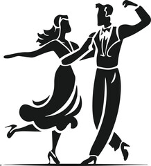 vector hand drawn ballroom dancing silhouette