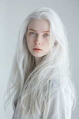 young woman with long white hair