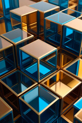 Abstract background of transparent x-ray geometric boxes and cube.