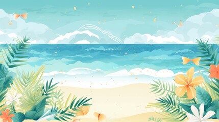 highy qaulity Summer Colorful Beach Wallpaper hd Background - obrazy, fototapety, plakaty