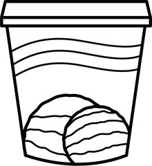 Ice cream tub outline illustration vector