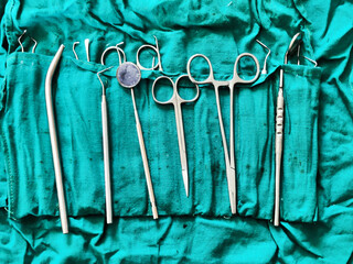 Picture of instruments used by a surgeon in operation theatre