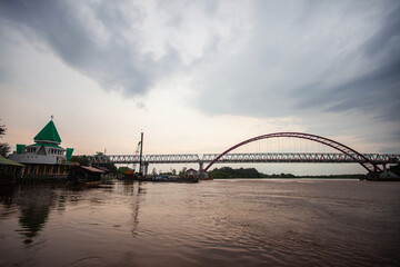 Kahayan Bridge, icon and landmark of Palangka Raya city, the biggest bridge over Kahayan River.