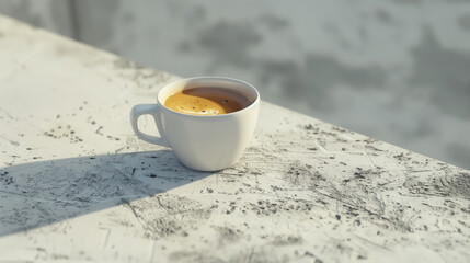 A cup of espresso coffee on a concrete surface. Relax time with hot drinks. - Powered by Adobe