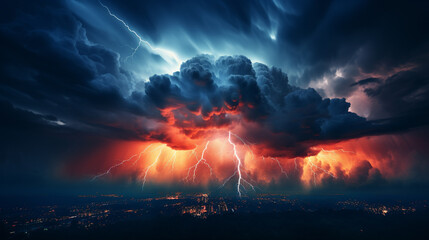 Thunderous Storm Landscapes technology bokeh red blue gold light Medium Shot