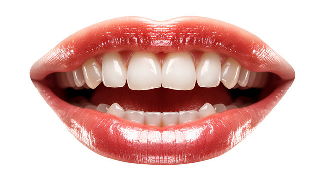 human mouth isolated on white background. generative ai
