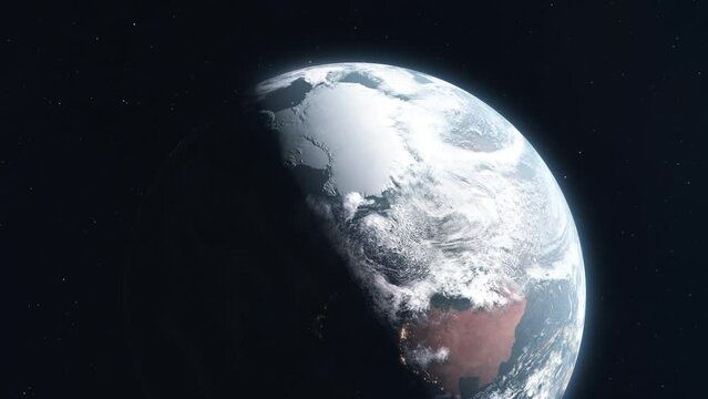 Close Cinematic Establishing Shot of Antarctica as Seen from Space