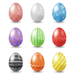A collection of Easter eggs in different colors and patterns