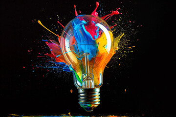 Idea bulb with colorful splashes