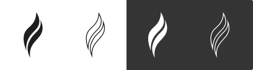 Poster Set of fire icons. Logos flame. Smoke, aroma, smell black line symbol. Vector illustration. © Hosaen
