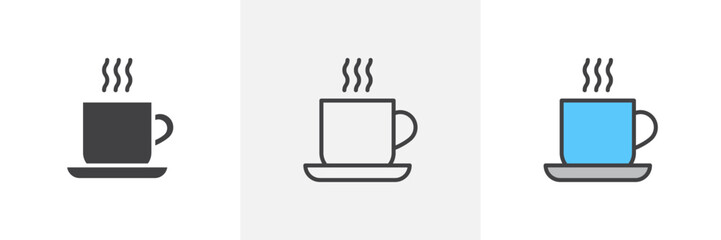 Cup of Coffee Isolated Line Icon Style Design. Simple Vector Illustration
