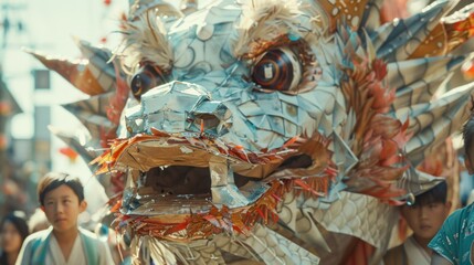 Fototapeta premium a giant papermache dragon,