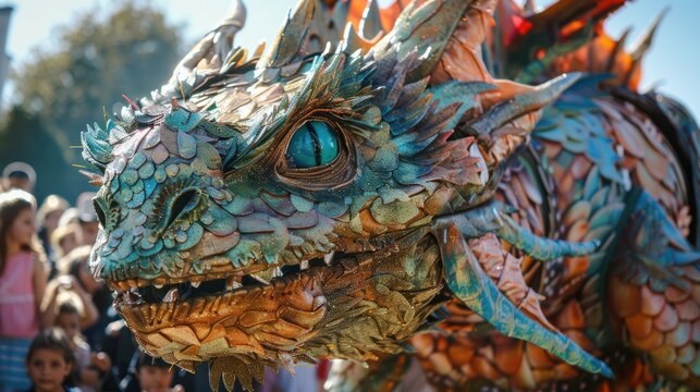 a giant papermache dragon,