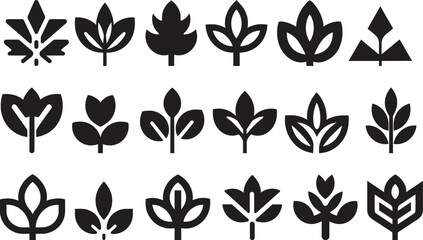 Set of vector leaf logo silhouettes