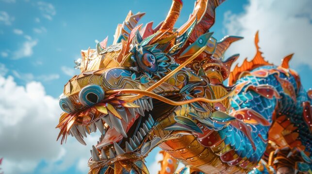 a giant papermache dragon,