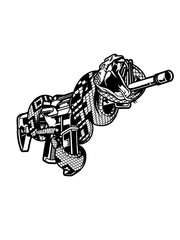 Snake Tactical Illustration, Weapon and Serpent Clipart, Rattle Snake Stencil, Reptile Venom Cut File, Gun Owner Shirt, 2nd Amendment,  - obrazy, fototapety, plakaty