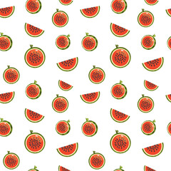 Seamless background with watermelon slices. Vector seamless pattern