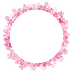 ピンクの桜の花の円形フレーム