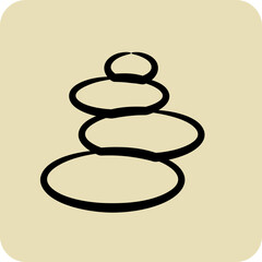 Icon Stone. suitable for Japanese symbol. hand drawn style. simple design editable. design template