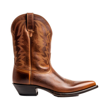 Two brown cowboy boots with a brown leather sole