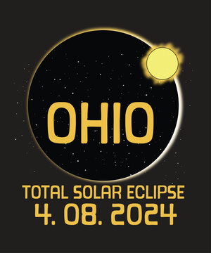 Ohio Total Solar Eclipse 2024 T-Shirt design vector, Solar Eclipse 2024, astronomy lovers, usa totality april pair, solar eclipse glasses make friends, family smile, solar eclipse gifts, eclipse watch
