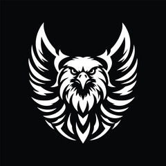 eagle black and white logo illustration