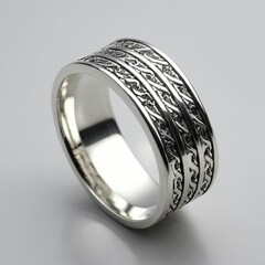 Intricate Celtic Knot Design Adorns Silver Men's Ring, Symbolizing Unity and Infinity