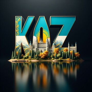 KAZ Cityscape Logo with Flag - Unique Design for Kazakhstan Tourism
