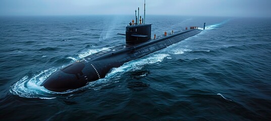 Military naval submarine. Generative AI technology. - obrazy, fototapety, plakaty