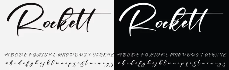 Fotobehang signature Font Calligraphy Logotype Script Brush Font Type Font lettering handwritten © noor