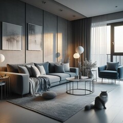 Contemporary Comfort: Elegant Living Room with Stylish Décor and Plush Furniture