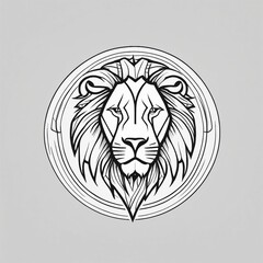 Regal Lion Head Tattoo Design in Intricate Line Art for Logo Creation