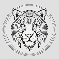 Majestic Tiger Head in Circular Line Art Logo Design