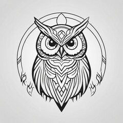 Obraz premium Mystical owl with intricate Celtic design, elegant linear logo for various creative projects