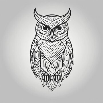 Mystical Owl Emblem: Intricate Geometric Patterns for a Unique Logo Design