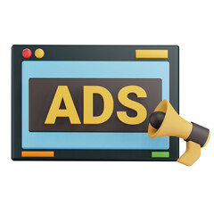 3d Advertising Icon With Transparent Background