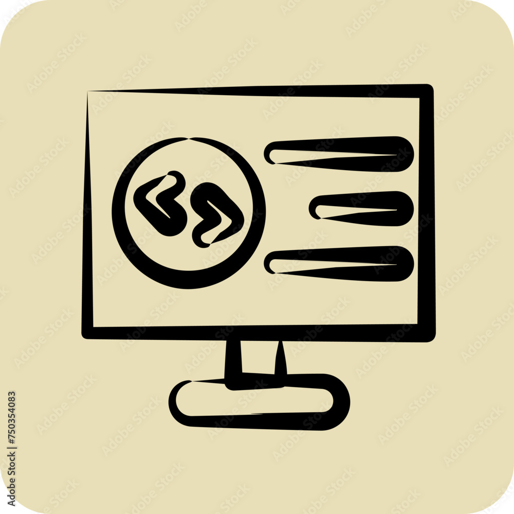 Poster icon computer programming. suitable for education symbol. hand drawn style. simple design editable. 