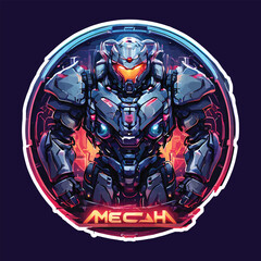 mecha logo vector. robotic illustration