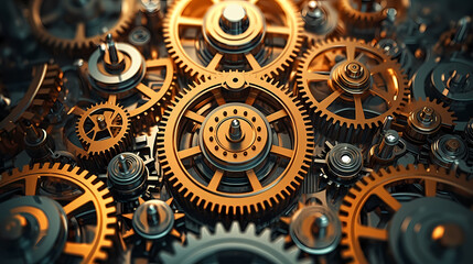 A series of interrelated gears symbolizes the synergy between different elements of a well-functioning system