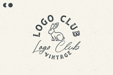 Beautiful bunny logo design Template Vintage Composition Template Classic Style, Easter Day, Ai generative