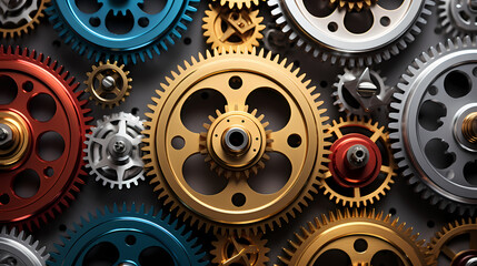 A series of interrelated gears symbolizes the synergy between different elements of a well-functioning system